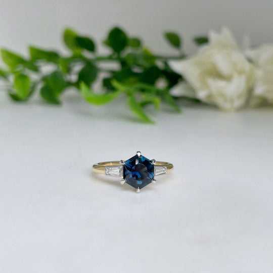 ‘Beatrix’ Australian 1.81ct Hex Sapphire & diamond ring Jason Ree Design