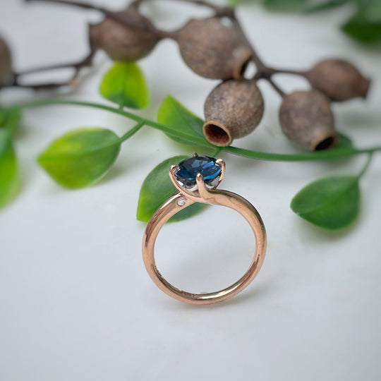 ‘Tempest’ 1.99ct Australian blue sapphire rose gold ring Ring Jason Ree Design