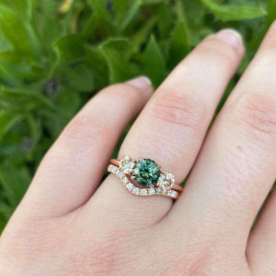 ‘HighWire Trilogy’ 1.33ct Australian Green sapphire & Argyle diamond ring Ring Jason Ree Design