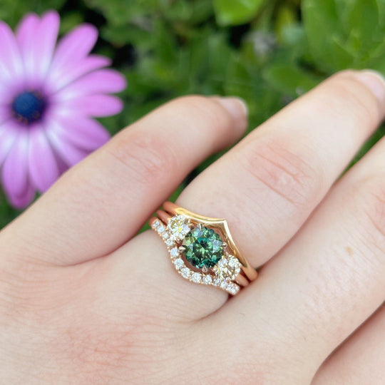 ‘HighWire Trilogy’ 1.33ct Australian Green sapphire & Argyle diamond ring Ring Jason Ree Design