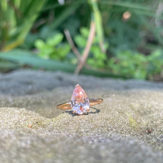 ‘HighWire Teardrop’ 1.50ct Morganite rose gold ring Ring Jason Ree Design