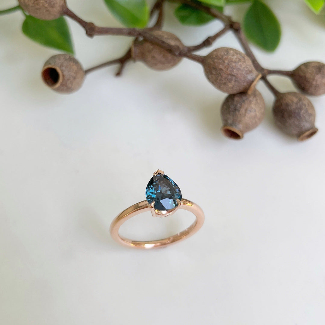 ‘HighWire Tear Drop’ 1.84ct pear-cut blue spinel rose gold ring Ring Jason Ree Design 