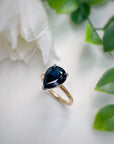 ‘HighWire Tear-drop’ 3.52ct pear-cut Australian dark blue sapphire ring Ring Jason Ree Design