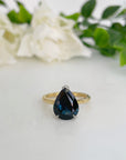 ‘HighWire Tear-drop’ 3.52ct pear-cut Australian dark blue sapphire ring Ring Jason Ree Design