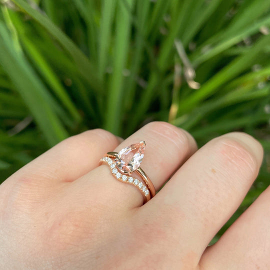 ‘HighWire Teardrop’ 1.50ct Morganite rose gold ring Ring Jason Ree Design