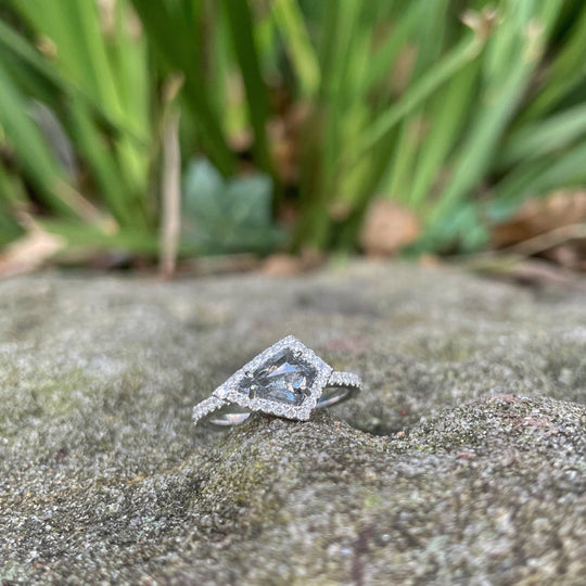 Natural Salt & Pepper 1.05ct Kite Shape Diamond White Gold Ring Ring Jason Ree Design