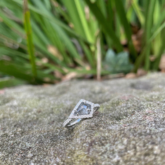 Natural Salt & Pepper 1.05ct Kite Shape Diamond White Gold Ring Ring Jason Ree Design