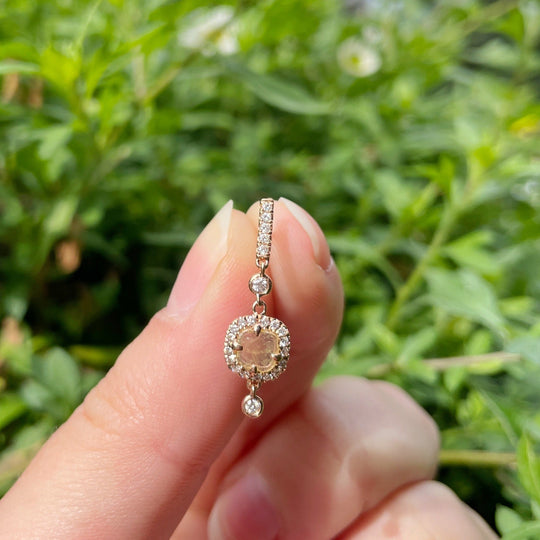 18ct Rose Gold Natural Diamond Slice Dangle Earrings Earrings Jason Ree Design