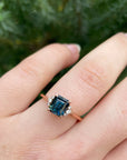 'Zoe' 1.93ct Unheated Australian Teal Square Emerald-cut Rose Gold Ring Ring Jason Ree Design