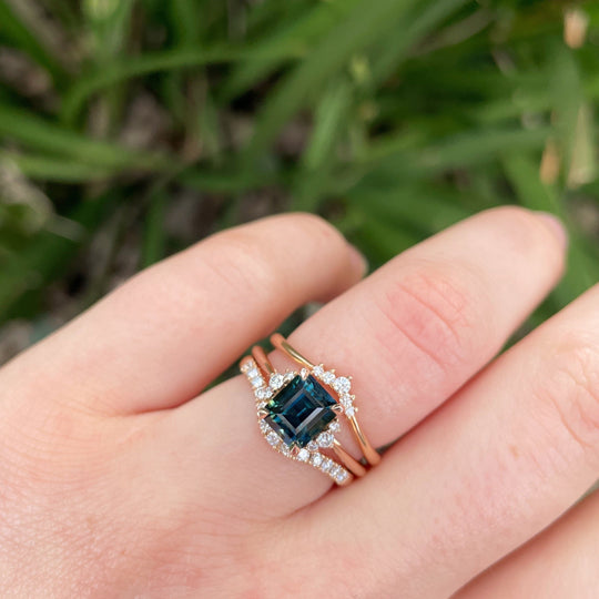 'Zoe' 1.93ct Unheated Australian Teal Square Emerald-cut Rose Gold Ring Ring Jason Ree Design