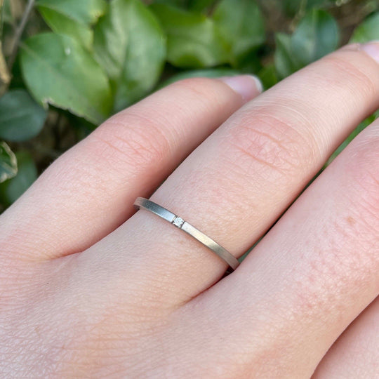 "Mosaic" Diamond Stacking Ring White Gold | 1 Diamond Ring JasonRee