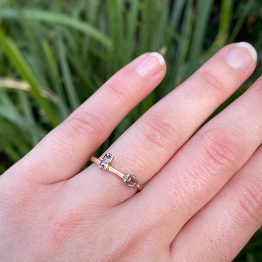 "Mosaic" Purple and Pink Sapphire Duo Stacking Ring | Rose Gold Ring JasonRee