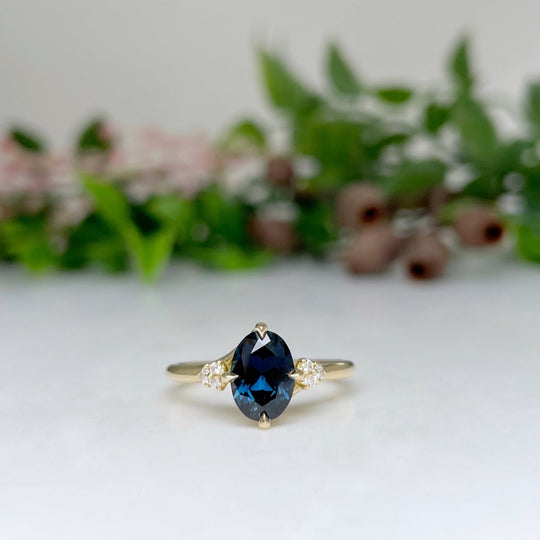 ‘Remy’ 1.23ct Blue Green Australian Sapphire & Diamond Ring