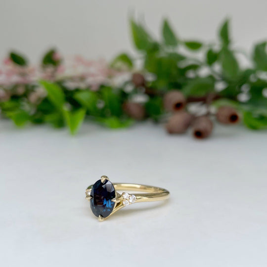 ‘Remy’ 1.23ct Blue Green Australian Sapphire & Diamond Ring