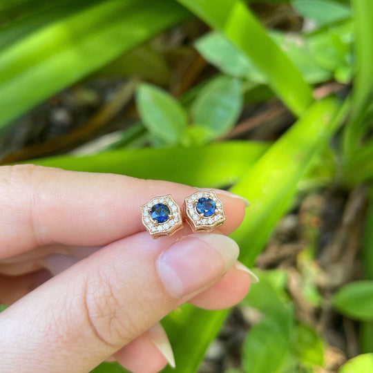 'Ogee' Australian Blue Sapphire Rose Gold Earrings Earrings Jason Ree Design
