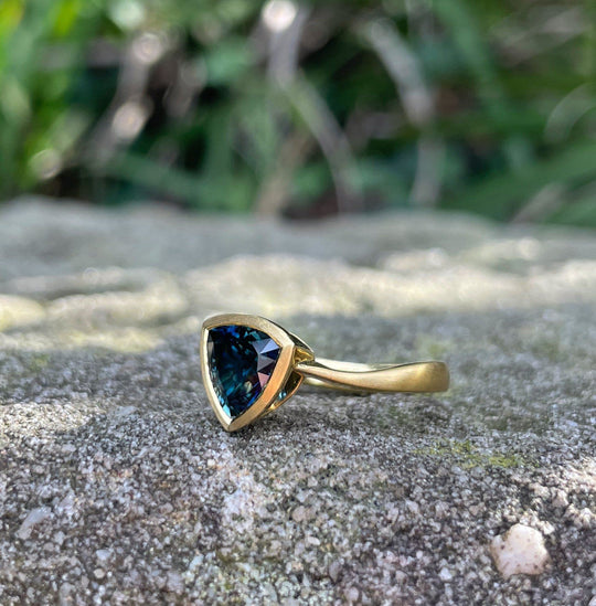 "Tangent" 1.78ct Australian Blue Trilliant Sapphire Ring Ring JasonRee