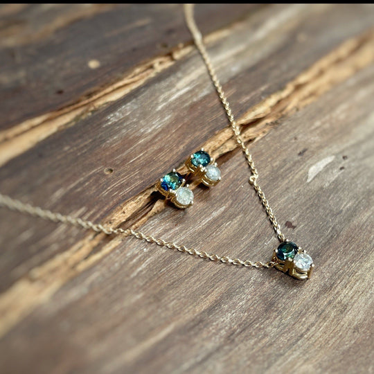 ‘Zoya’ Australian sapphire & salty diamond earring / necklace set Earrings Jason Ree Design
