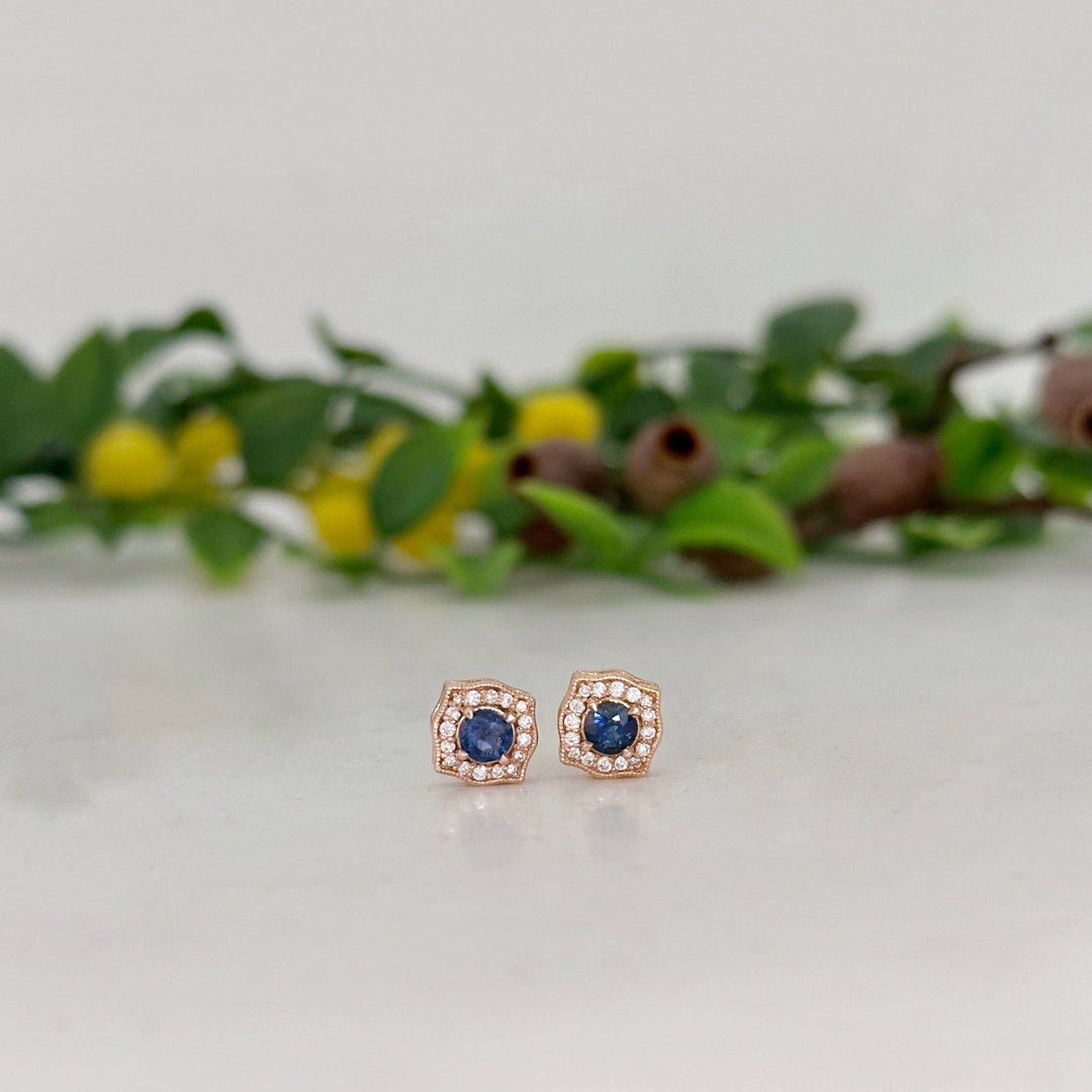 'Ogee' Australian Blue Sapphire Rose Gold Earrings Earrings Jason Ree Design