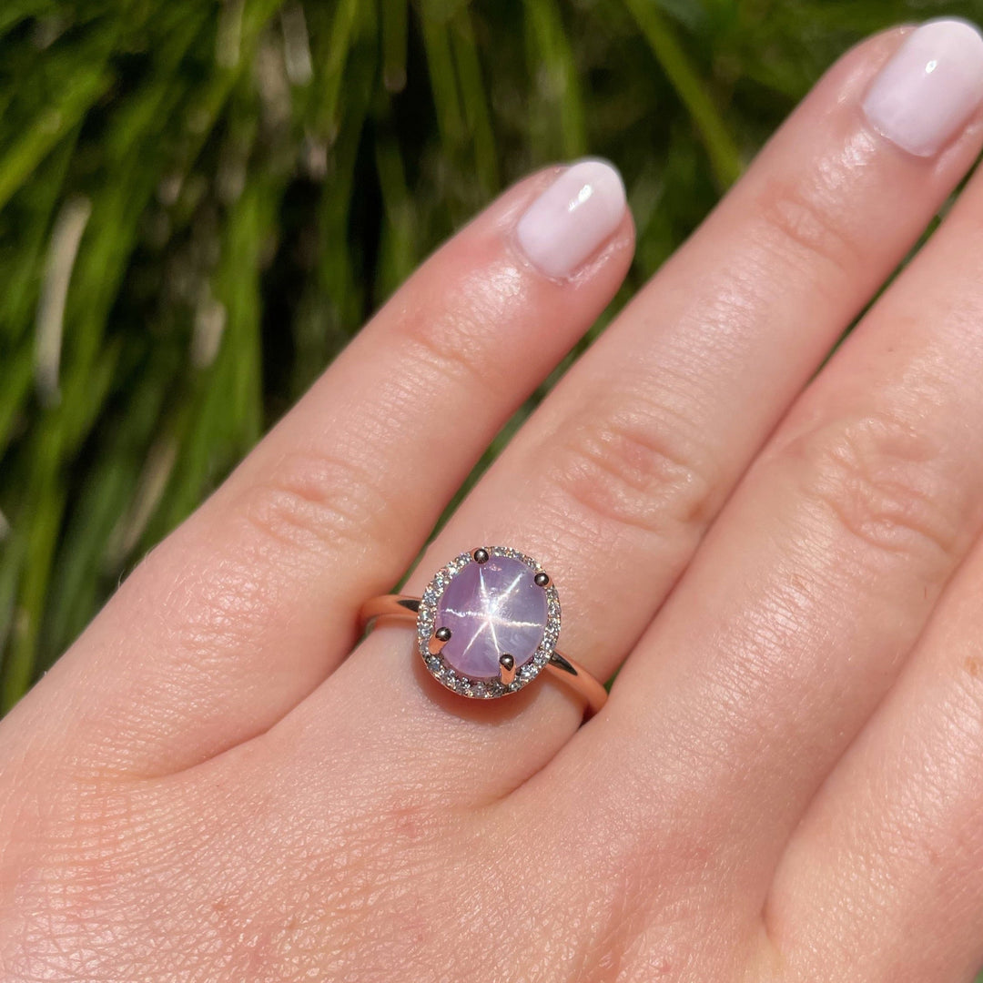 ‘Celeste’ 3.73ct Pink Star Sapphire & Diamond Rose Gold Ring Ring Jason Ree Design 