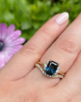 ‘Zoe’ 1.72ct Teal Radiant-Cut Australian Sapphire Ring on hand
