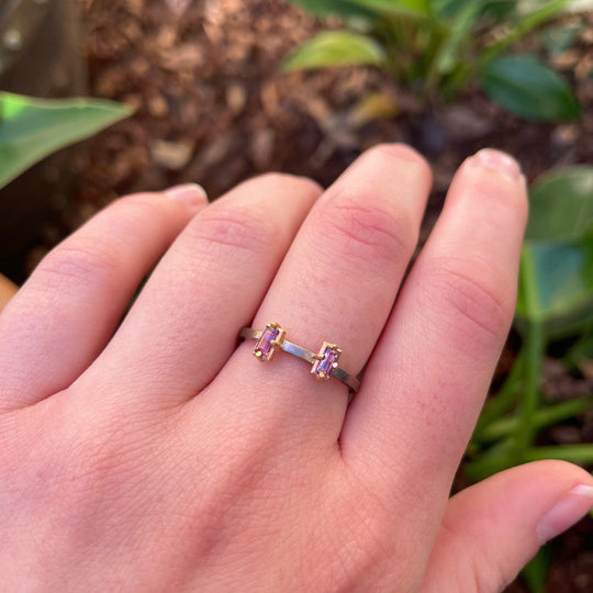 "Mosaic" Pink Purple Sapphire Duo Stacking Ring | White Gold Ring JasonRee