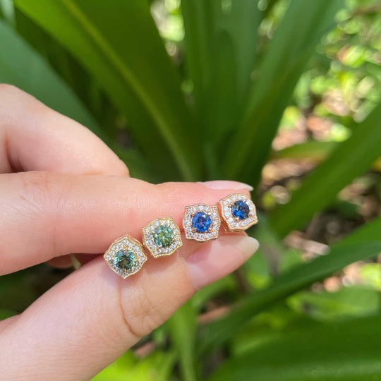 'Ogee' Australian Blue Sapphire Rose Gold Earrings Earrings Jason Ree Design