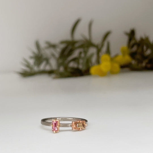 "Mosaic" Yellow and Pink Sapphire Stacking Ring Ring JasonRee 