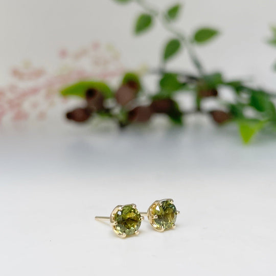 14ct Yellow Gold Fine Claw Australian Sapphire Earrings Jason Ree Design