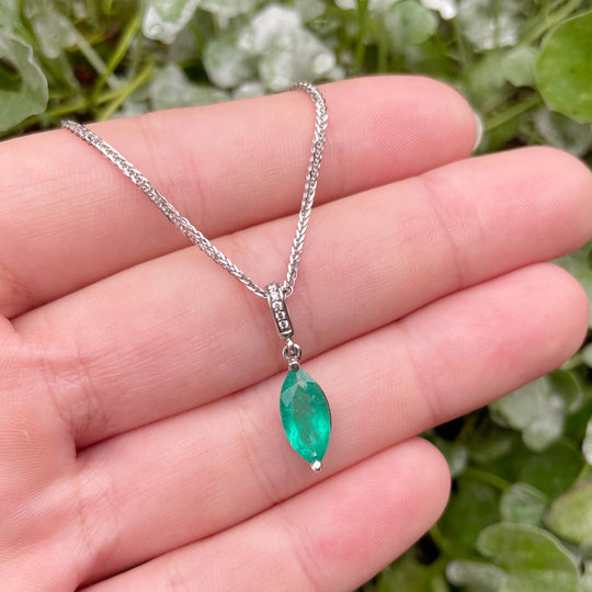 ‘Isabeau’ 1.28ct Colombian Emerald & Diamond Platinum Pendant Pendant Jason Ree Design