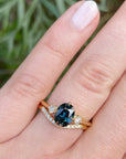‘Riverina’ Australian Blue/Green Sapphire & Diamond Ring