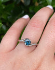 ‘La Mer’ 0.90ct deep Teal Australian Sapphire 18ct white gold ring Jason Ree Design