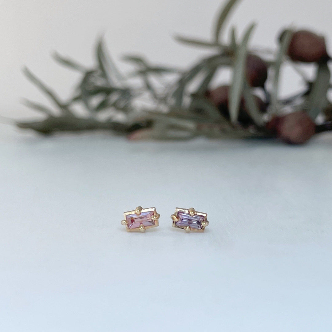 "Mosaic" Coral Pink Sapphire Stud Earrings Earrings JasonRee 