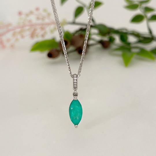 ‘Isabeau’ 1.28ct Colombian Emerald & Diamond Platinum Pendant Pendant Jason Ree Design