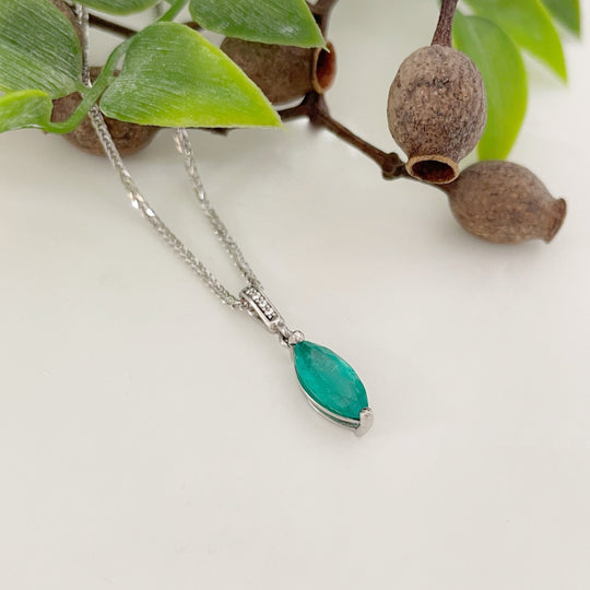 ‘Isabeau’ 1.28ct Colombian Emerald & Diamond Platinum Pendant Pendant Jason Ree Design