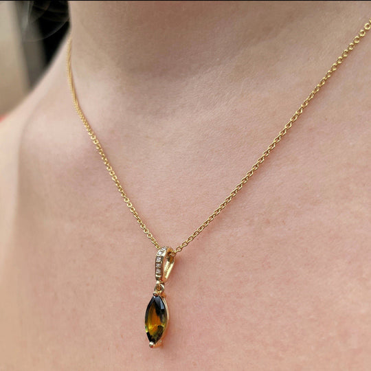‘Isabeau’ ‘Parti’ marquise-cut Australian sapphire & diamond necklace Pendant Jason Ree Design