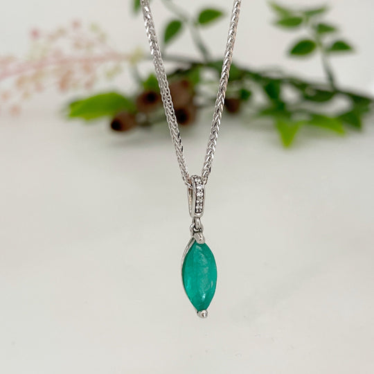 ‘Isabeau’ 1.28ct Colombian Emerald & Diamond Platinum Pendant Pendant Jason Ree Design