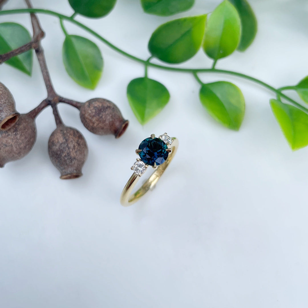 ‘Riverina Round’ 1.11ct Australian Blue sapphire & diamond ring Ring Jason Ree Design 