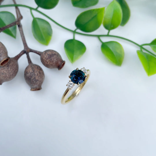 ‘Riverina Round’ 1.11ct Australian Blue sapphire & diamond ring Ring Jason Ree Design