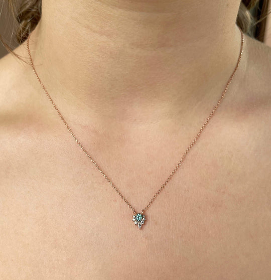 "Tilly" Aquamarine & Diamond White Gold Necklace Pendant Jason Ree Design 