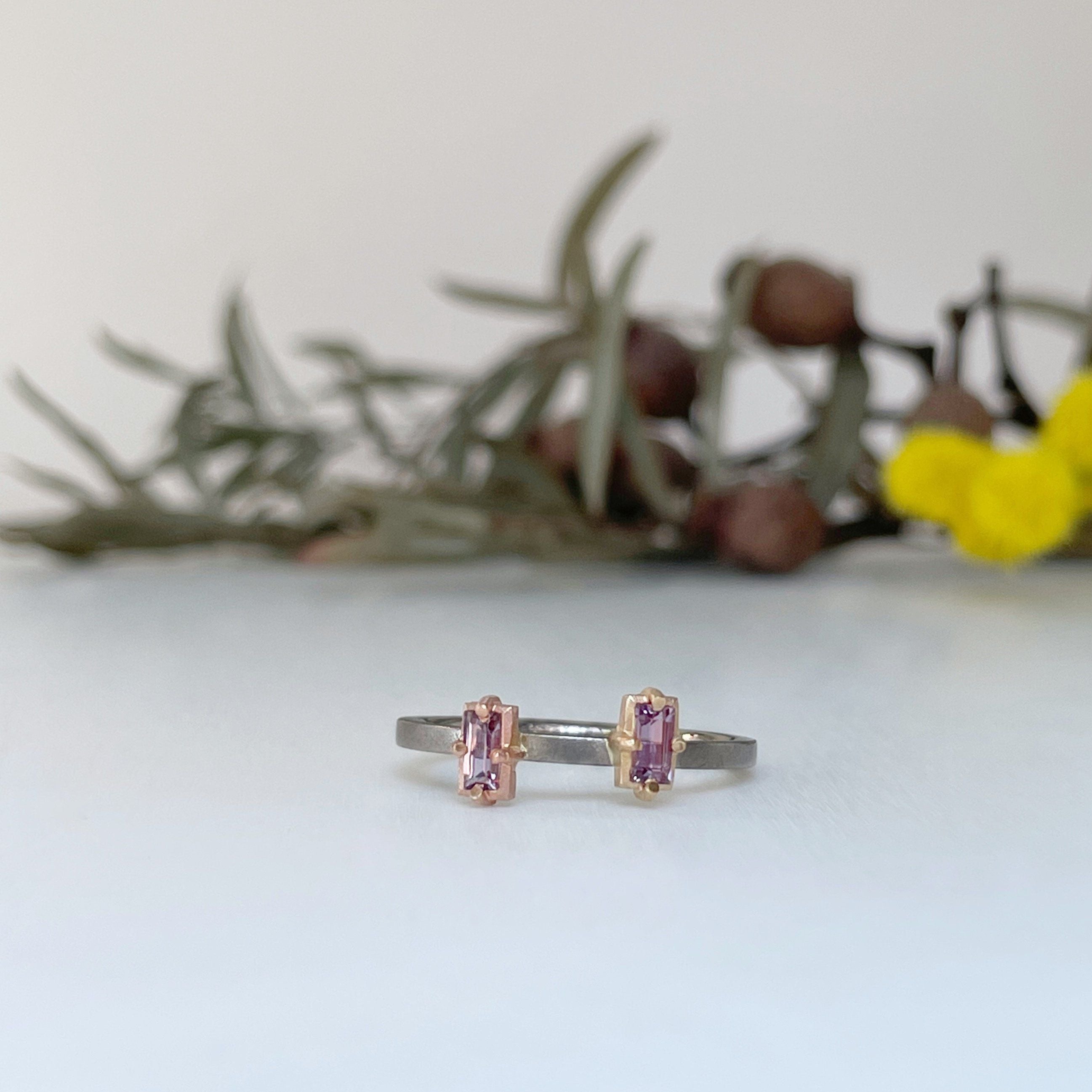 "Mosaic" Pink Purple Sapphire Duo Stacking Ring | White Gold Ring JasonRee