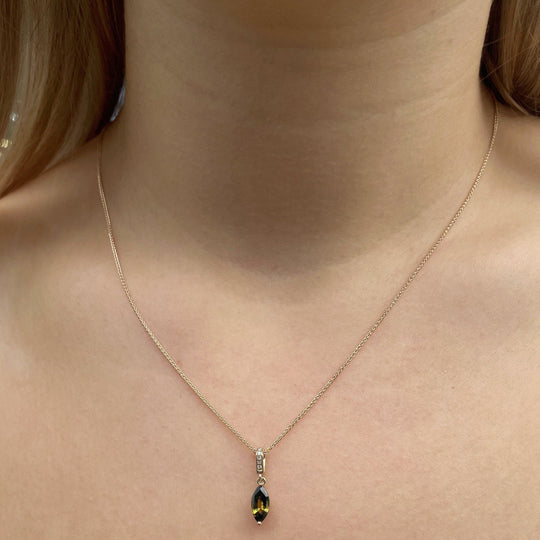 ‘Isabeau’ ‘Parti’ marquise-cut Australian sapphire & diamond necklace Pendant Jason Ree Design