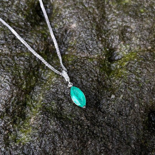 ‘Isabeau’ 1.28ct Colombian Emerald & Diamond Platinum Pendant Pendant Jason Ree Design