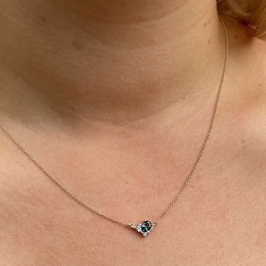 ‘Fleur’ Teal pear-cut Australian Sapphire and Diamond Necklace