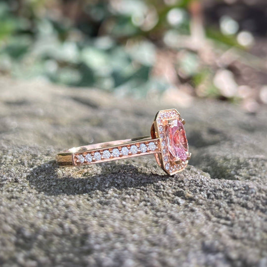 "Bellini" Peach Sapphire Diamond Rose Gold Ring Ring JasonRee 