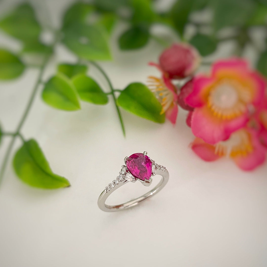 ‘Juliet’ 1.27ct Burma Ruby & Diamond Platinum ring Ring Jason Ree Design 