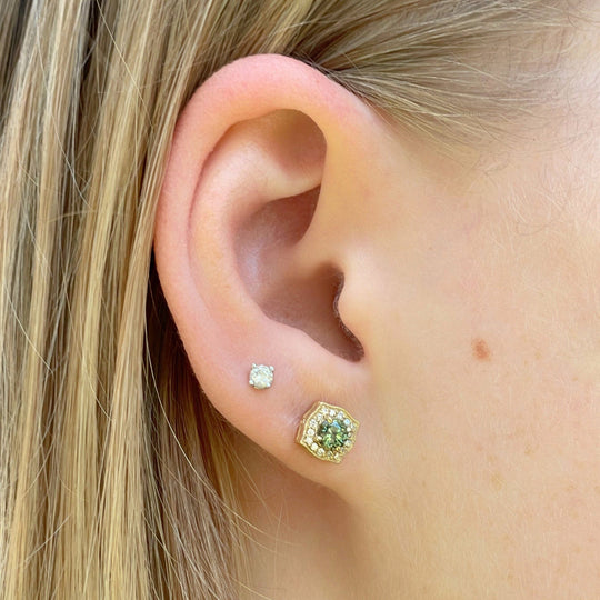 'Ogee' Yellow Gold Australian Green Sapphire & Diamond earrings Earrings Jason Ree Design