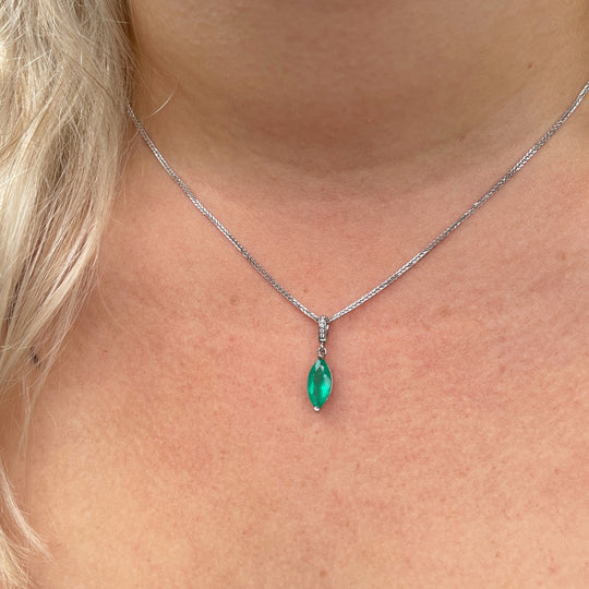 ‘Isabeau’ 1.28ct Colombian Emerald & Diamond Platinum Pendant Pendant Jason Ree Design