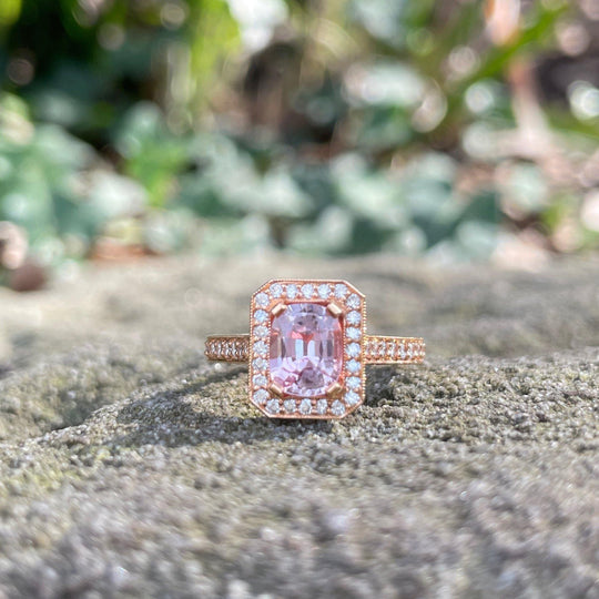 "Bellini" Peach Sapphire Diamond Rose Gold Ring