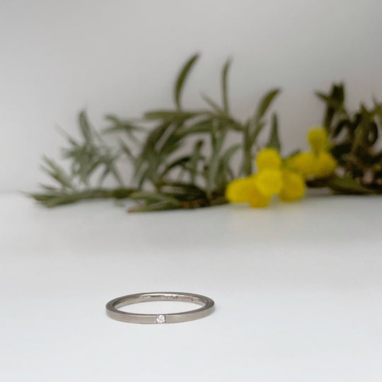 "Mosaic" Diamond Stacking Ring White Gold | 1 Diamond Ring JasonRee