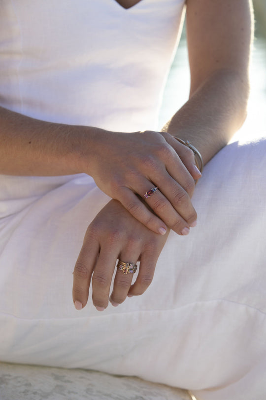 "Mosaic" Orange Sapphire Stacking Ring Ring JasonRee